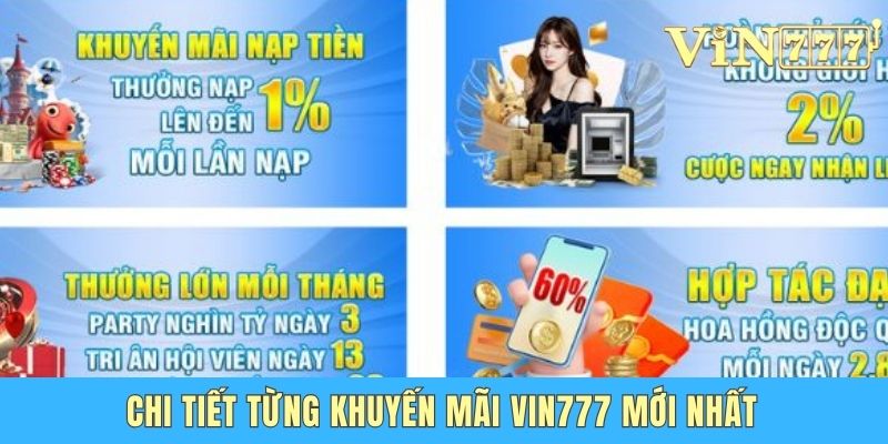 Khuyến Mãi Vin777 Mới Nhất - Ưu Đãi Khủng Cho Hội Viên Chi tiết từng khuyến mãi Vin777 mới nhất